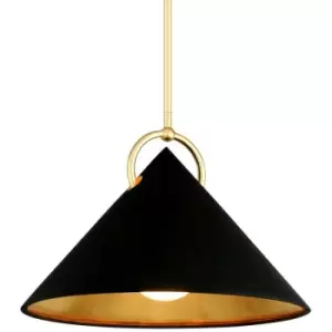 Image of Charm 1 Light Pendant Black And Gold Leaf, Glass