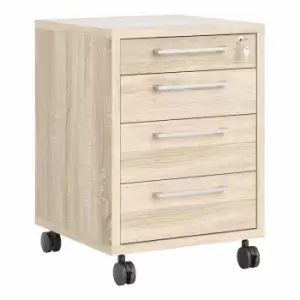 Image of Prima Mobile Cabinet with 4 Drawers, Oak