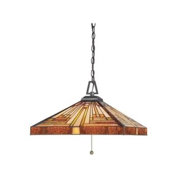 Image of Stephen - 3 Light Tiffany Ceiling Pendant Vintage Bronze, E27 - Elstead
