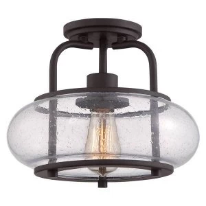 Image of 1 Light Small Semi Flush Ceiling Light Old Bronze, E27