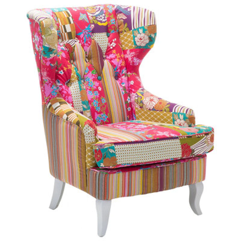 Image of Beliani Wingback Chair Molde Fabric Fuchsia Pink