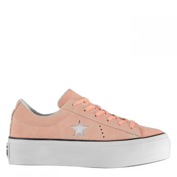 image of Converse One Star Platform Trainers - Bleached Coral