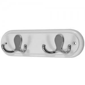 image of Select Hardware 2 Robe Hooks On White Board (1 Pack)