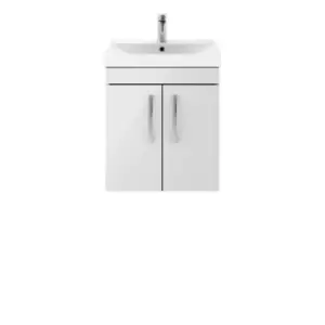 image of Nuie Athena 500 Wall Hung 2-door Vanity & Thin-edge Basin - Gloss Grey Mist