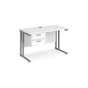 Image of Maestro 25 Cantilever Desk with 2 Drawer Pedestal and Depth of 600 mm Oak