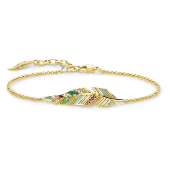 Image of Ladies Thomas Sabo Gold Plated Sterling Silver Glam & Soul Feather Bracelet
