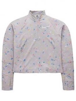 Image of Nike Girls 'Starry Night' Half Zip Printed Shine Top - Grey