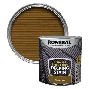 image of Ronseal Ultimate Protection Medium Oak Matt Decking Wood Stain, 2.5L