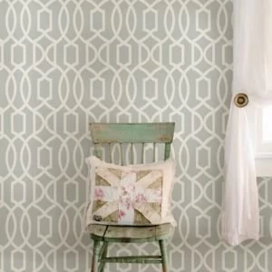 image of Wallpops Grand trellis Grey Peel stick wallpaper L5500mm W520mm