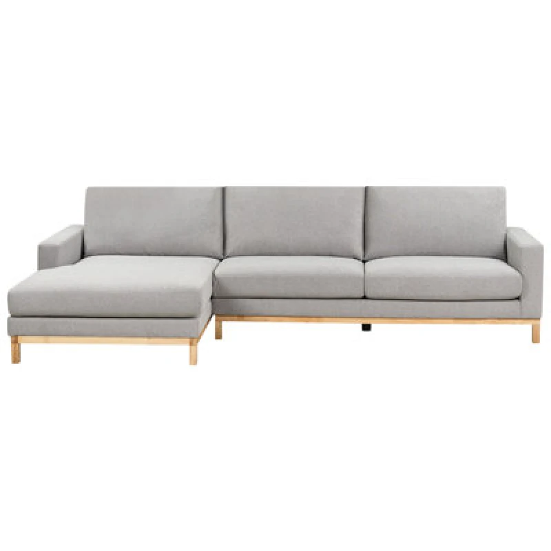 Image of Beliani Corner Sofa 4 Seater Siggard Ii Fabric Grey Right Hand