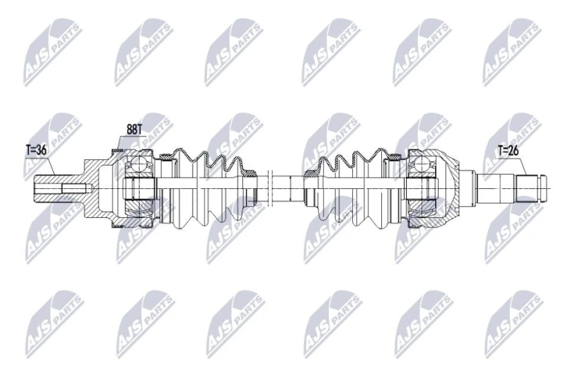 Image of NTY NPW-VV-155 Drive shaft Automatic Transmission, Rear Axle Right Drive Shaft (13)