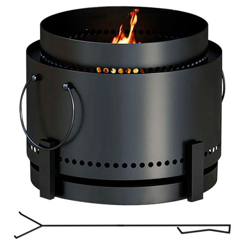 Image of Outsunny Outsunny 37cm Smokeless Wood Burning Firepit Metal Fire Pit, Black