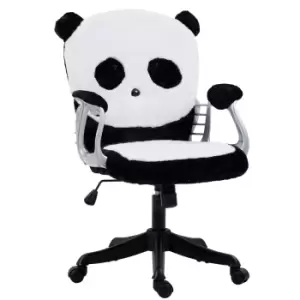 image of Vinsetto Cute Office Chair, Fluffy Panda Desk Chair with Padded Armrests, Tilt Function, Adjustable Height, Black and White