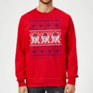 Image of Star Wars R2D2 Christmas Knit Red Christmas Sweatshirt - L - Red