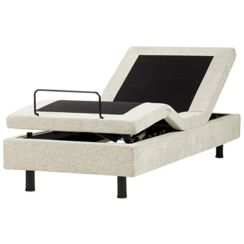 Image of Beliani Adjustable Bed Without Headboard Fabric Duke Ii 80 X 200 Cm (Eu Small Single) Beige