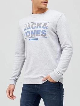 Image of Jack & Jones Mount Logo Sweatshirt - Grey Marl , Grey Marl, Size XL, Men