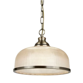 image of Searchlight Lighting - Searchlight Bistro - 1 Light Dome Ceiling Pendant White, Antique Brass, Glass, E27