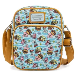 image of Loungefly Spongebob Gang Aop Passport Bag