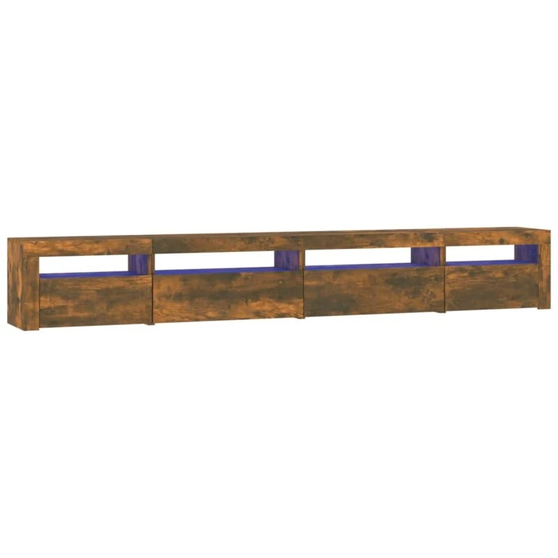 Image of vidaXL TV Cabinet with LED Lights Smoked Oak 270x35x40 cm, Brown 3152751