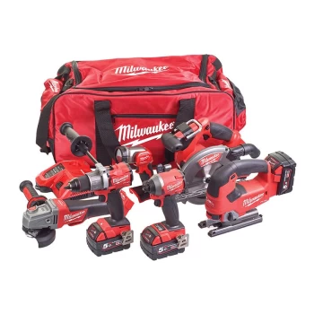 Image of 4933464918 FUEL Powerpack 6 Piece Kit 18V 3 x 5.0Ah Li-ion - Milwaukee
