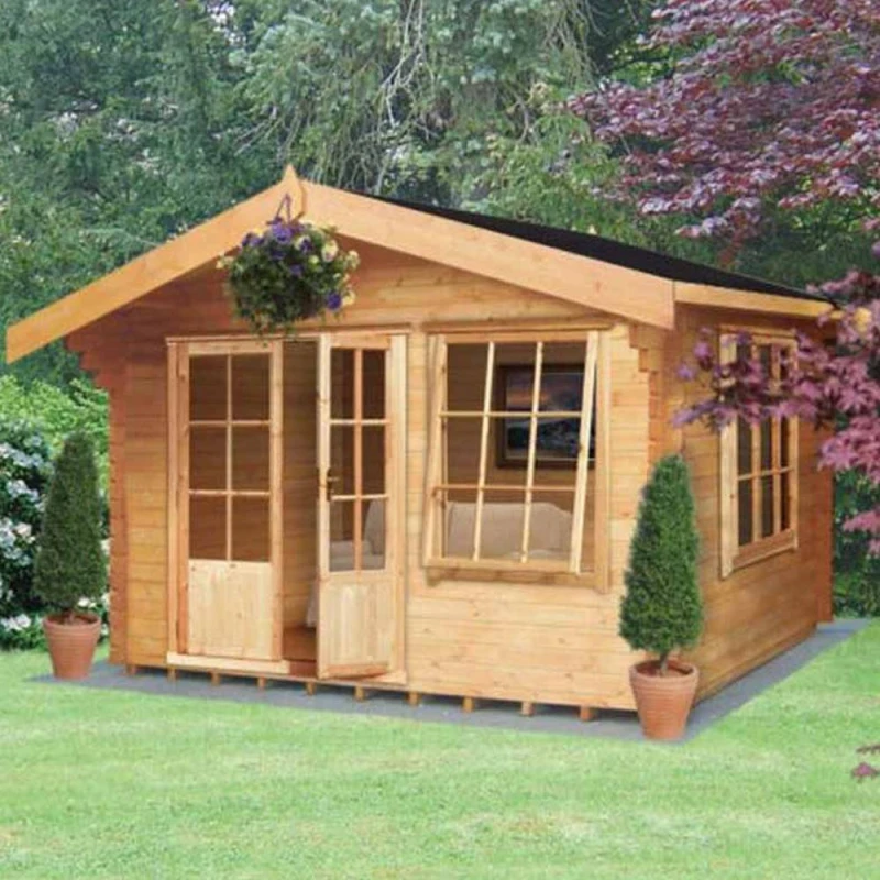 Image of Shires Hale 28mm Log Cabin 12 x 12 Feet in Brown Brown Unisex