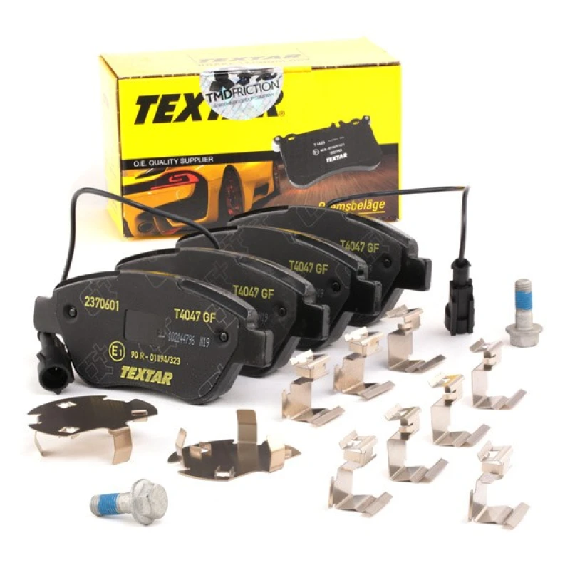 Image of TEXTAR 2370601 Brake pad set Q+ with integrated wear warning contact, with accessories, with brake caliper screws Brake Pad Set,disc brake (402)