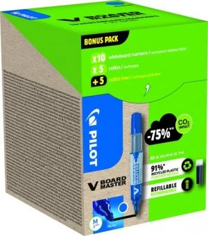 Image of Pilot Greenpack V-Board Master Blue 10 Markers and 10 Refills
