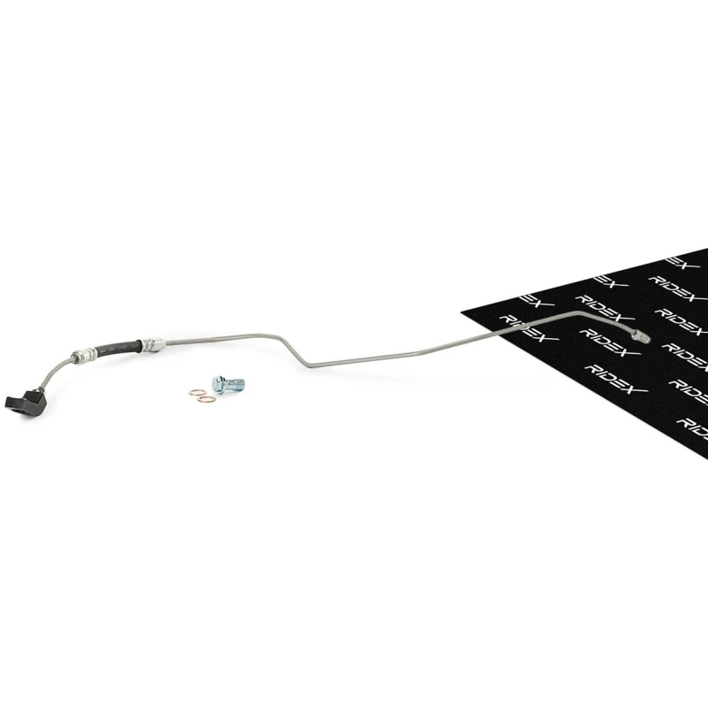 Image of RIDEX 83B0218 Brake Hose Rear Axle Right, with washers, with pipe Brake Hose (83)