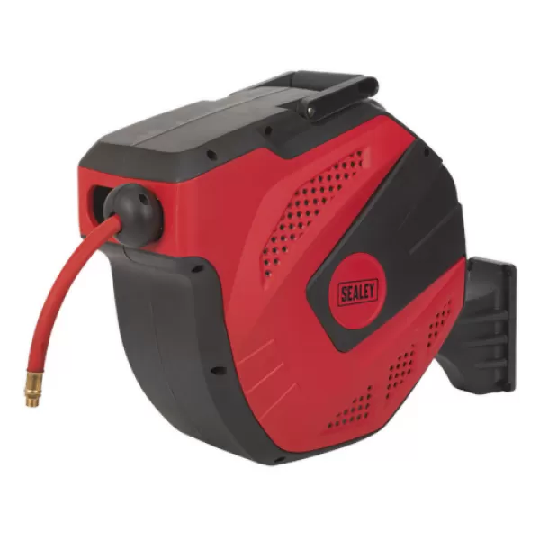 Image of Sealey SA822 Auto Rewind Control Air Hose Reel 15mtr Ø10mm ID - Rubber Hose