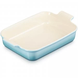 image of Le Creuset Stoneware Large Heritage Rectangular Roasting Dish - 32cm - Teal