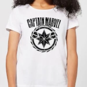 Image of Captain Marvel Logo Womens T-Shirt - White