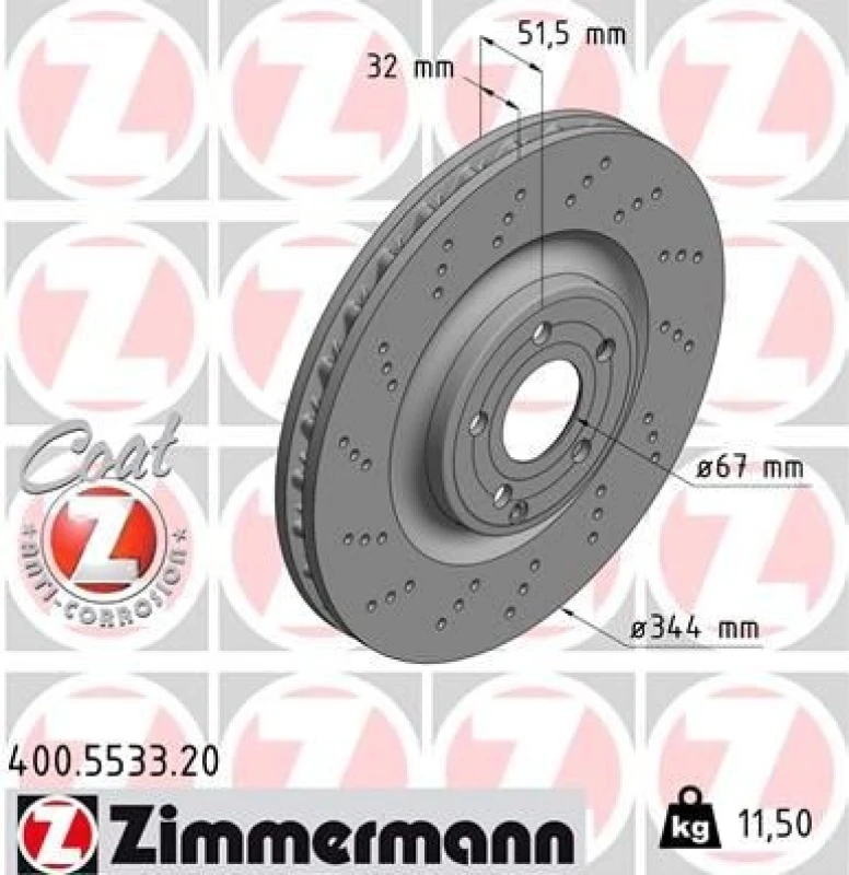 Image of ZIMMERMANN Brake disc ZIMMERMANN 400.5533.20