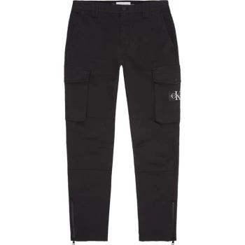 Image of Calvin Klein Jeans Badge Washed Cargo Trousers - CK Black