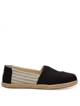 image of Toms Vegan Alpargata University Striped Espadrille - Black