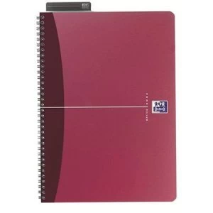 image of Oxford Office A5 Notebook Metallic Polypropylene Cover Wirebound 180 Pages 90gsm Red Pack of 5