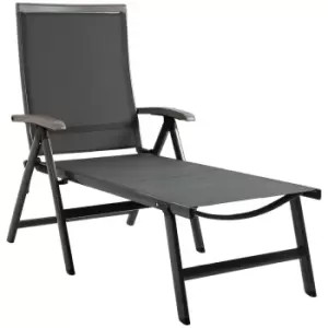 image of Outsunny Outdoor Folding Sun Lounger W/ Adjustable Backrest And Aluminium Grey