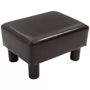 image of Homcom PU Faux Luxury Leather Footstool Ottoman Cube With Plastic Legs Dark Brown