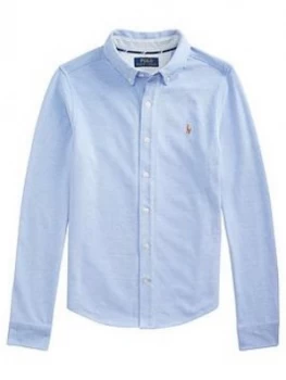 Image of Ralph Lauren Boys Long Sleeve Oxford Mesh Shirt - Blue, Size 5 Years