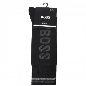 image of Hugo Boss 2 Pack Logo Socks Black