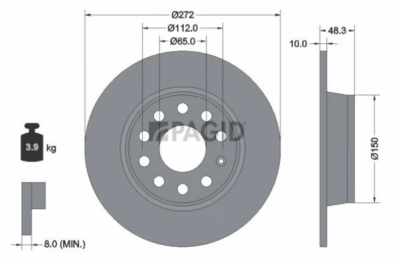 Image of Brake disc PAGID 55249NC