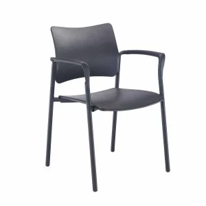 image of TC Office Florence Plastic Arm Chair with Black Frame, Black