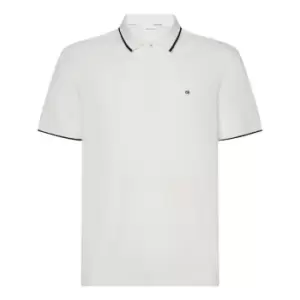 image of Calvin Klein Refined Pique Polo Top - White