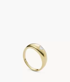 Image of Fossil Women Sutton Valentine Heart Gold-Tone Stainless Steel Band Ring