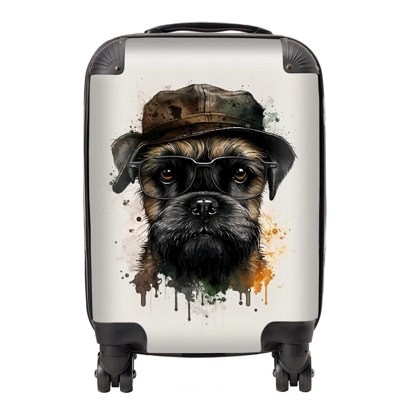 Image of Warren Reed Designer Border Terrier Dog Splashart Suitcase - Small