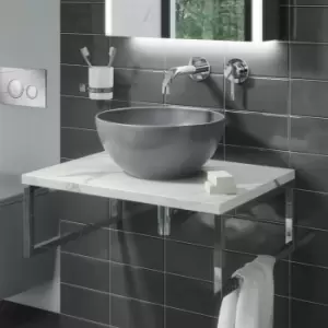 image of Grey Round Countertop Basin and Waste 358mm - Verona