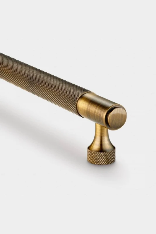 Image of PUSHKA HOME Solid Brass Knurled Bar Handle with Hole Centre 320mm - Antique Gold Gold Unisex