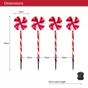 Image of Set Of 4 - Lollipop Path Lights - 8 Functions