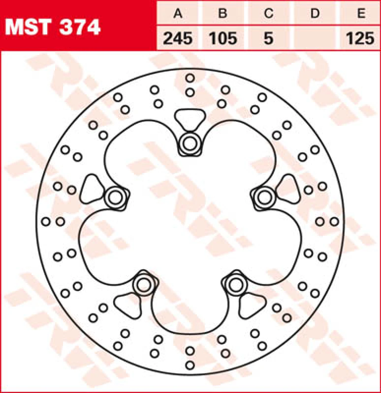 Image of TRW MST374 Brake disc Perforated Brake Disc (82)