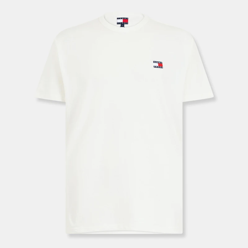 Image of Tommy Jeans Classic Tommy Small Badge T Shirt Ecru male L