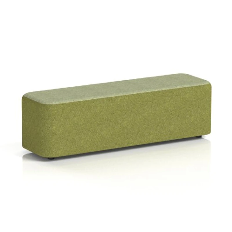 Image of Harlestone Large Rectangular Office Breakout Stool in Rivet Fabric - Olive Body Burnish Top